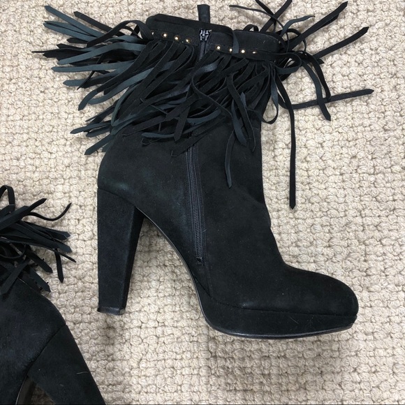 Via Spiga Black Suede Fringed Boho booties 8.5 - Picture 10 of 15